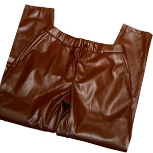 Shein Faux Leather Pant with Elastic Waistline /31.5 waist 32 length/Brown